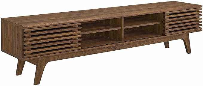 Modway Render 70 Mid-Century Modern Low Profile Media Console Entertainment TV Stand in Walnut Walnut