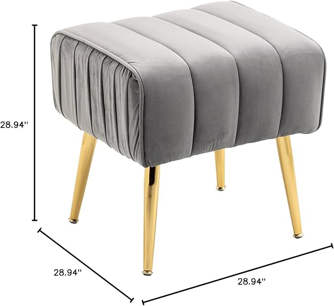 Velvet Accent Chair with Ottoman Modern Tufted Barrel Chair Ottoman Set for Living Room Bedroom Golden ed Grey
