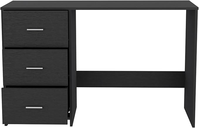 Black Writing Desk with 3 Drawers - Compact Home Office Computer Desk47 W x 16.5 D top Surface Desk