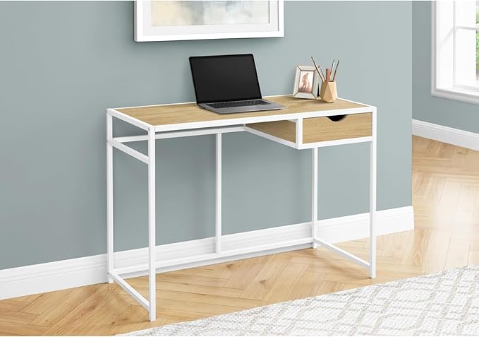 Computer Desk Home Office Laptop Workstation 42 L Natural Laminate &amp White Metal