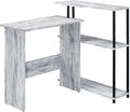 Antique White and Black L-Shape Office Desk with Bookshelf