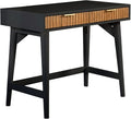 Benjara Eli 36 Inch 2 Drawer Home Office Desk Mahogany Wood Black and Brown
