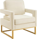 Velvet Lazy Chair Accent Reading Chair Cozy Lounge Chair with Armrest Leisure Mid-Century Modern Chair Arm Chair for Living Room Bedroom Dorm Cream