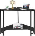 Corner Computer Desk Triangle Computer Desk Small Space Industrial Computers Desks with USB Ports &amp Power Outlet for Home Office Workstation Living Room Bedroom (Black)