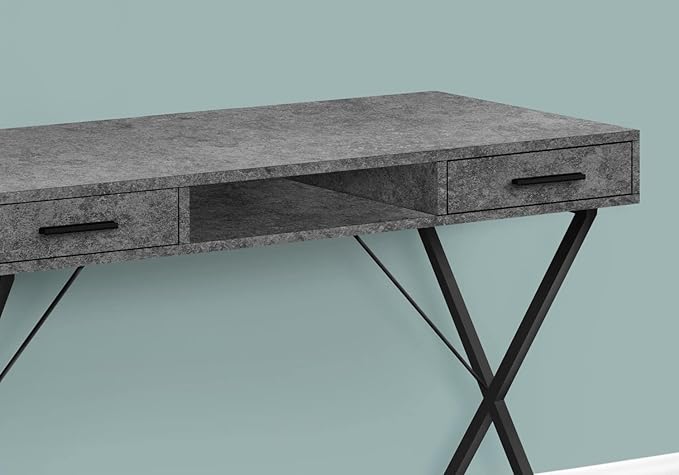 Monarch Specialties I 7795 Computer Desk Home Office Laptop Left Right Set-up Storage Drawers 42 L Work Metal Laminate Grey Black Contemporary