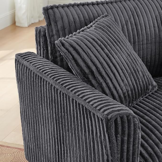 Polibi Lazy Comfortable Single-Person Sofa Chair with High-Resilience Cushion and a backrest Compact Single Seater for Living Room &amp Bedroom Grey