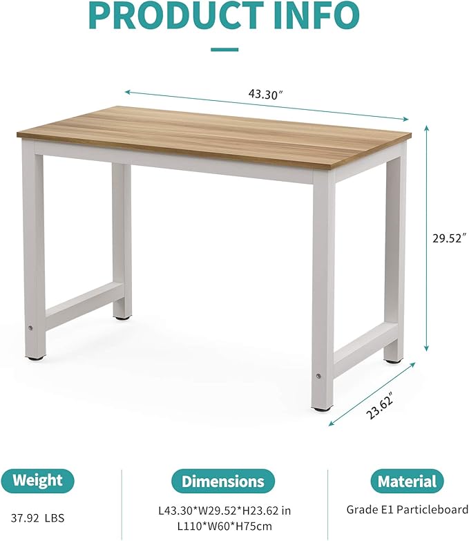 43”Large MDF Computer Office Desk PC Laptop Table Study Work-Station Home Office Furniture Wood