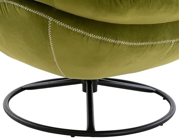 Velvet Swivel Accent Chair with Ottoman Set Modern Lounge Chair with Footrest Comfy Armchair with 360 Degree Swiveling for Living Room Bedroom Reading Room Home Office Metal Base Frame Yellow