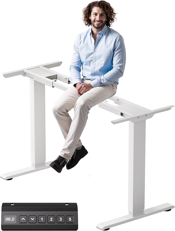 Electric Dual Motor Standing Desk Frame with 3 Memory Controller Adjustable Ergonomic Sit Stand Up Desk Base Workstation for Home OfficeWhite Frame Only