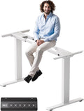 Electric Dual Motor Standing Desk Frame with 3 Memory Controller Adjustable Ergonomic Sit Stand Up Desk Base Workstation for Home OfficeWhite Frame Only
