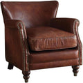 Acme Leeds Top Grain Leather Upholstery Accent Chair in Vintage Dark Brown