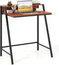 Giantex Small Computer Desk 31.5 Compact Home Office Desk with Monitor Stand &amp Sturdy Frame 2-Tier Space-Saving Study Writing Desk for Small Spaces Apartment and Bedroom (Walnut)