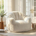 Giant Bean Bag Chair for Adults Shell-Shaped Oversized Bean Bag Couch with Armrests &amp Side Pockets Stuffed Floor Sofa for Reading Playing &amp Relaxing Beige