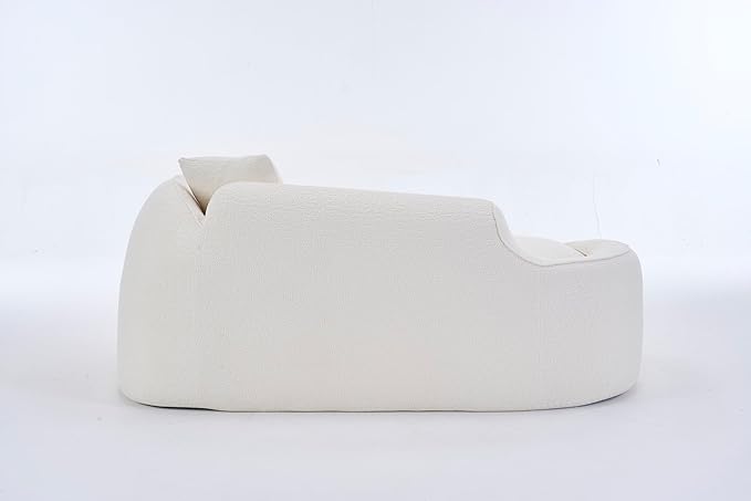DEINPPA Modern Chaise Lounge with Pillow Chenille Comfy Cloud Couch for Living Room Bedroom Apartment No Assembly Needed-White | Lasting Support