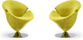 Manhattan Comfort Tulip Swivel Accent Chair Set of 2 with 360° Turn Modern Flower Inspired Design Soft Velvet Upholstery Polished Chrome Base No Assembly Required 300 Lbs Capacity Green