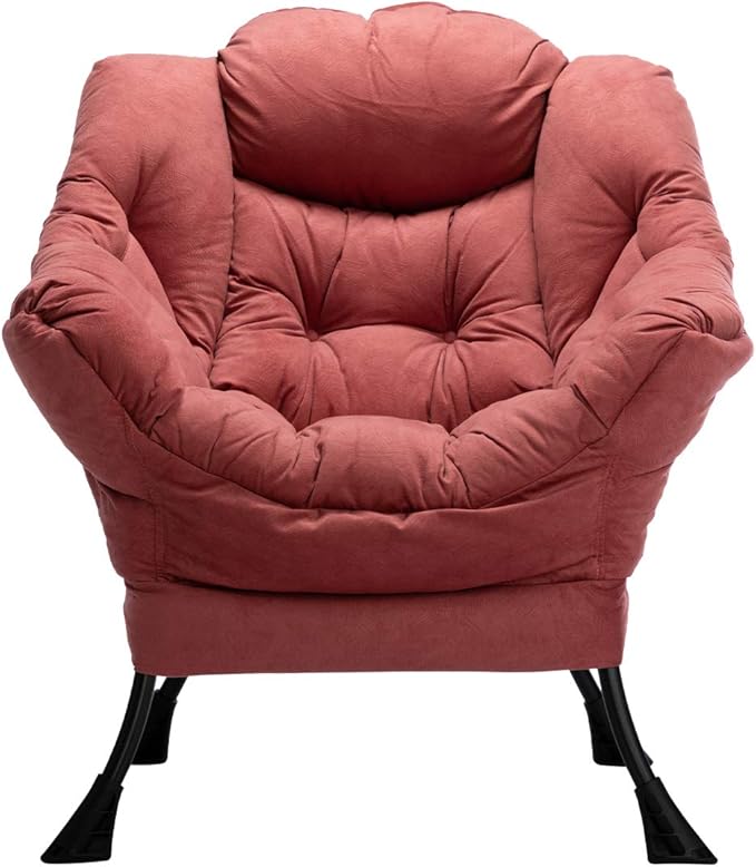 HollyHOME Lazy Chair with Armrest and Side Pocket Comfy Accent Lounge ChairLeisure Sofa Armchair for Living Room Bedroom Dorm or Small Spaces Oversized Reading Sofa Chair Textured Brick Red