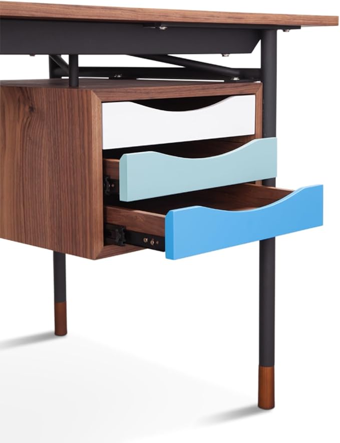 Finn Juhl Nyhavn Desk Blue Variant Solid Wood+MDF Blue Walnut Modern Office Essential