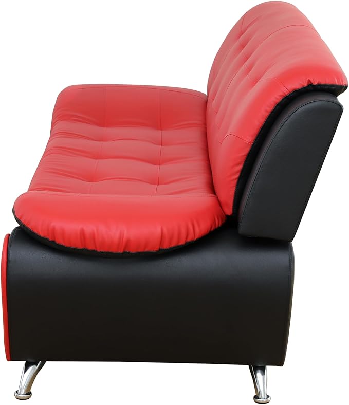 Living Room Furniture Set for Living Room Faux Leather Couch Sets Modern Couch for Apartment Home Office(LoveseatRed&ampBlack)