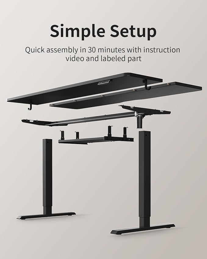 FEZIBO Standing Desk with Keyboard Tray 60 x 24 Inch Adjustable Height Sit Stand Desk with Memory Presets for Home Office Ergonomic Computer Workstation Black