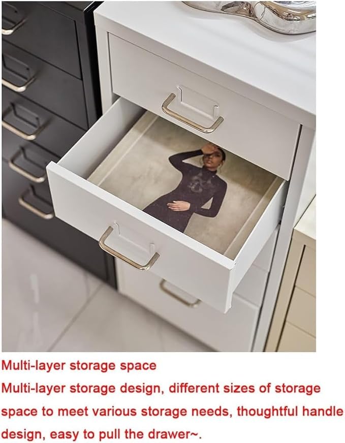 ELEFOCUS 3 Drawer Storage Cabinet Under Desk Tin File Cabinet with Wheels Office Removable Storage Cabinet(Color:Beige)
