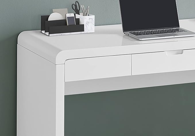 Computer Desk Home Office Laptop Storage Drawers 48 l Work Glossy White Laminate Contemporary Modern