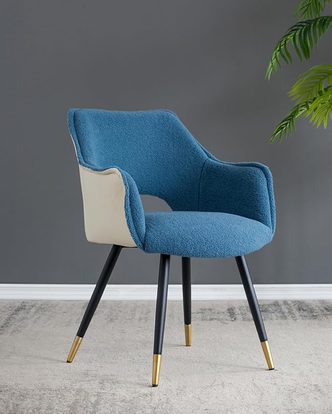 Set of 2 Blue Fabric Side Chair Living Room Bedroom Kitchen Vanity Chair 23 x 23 x 34