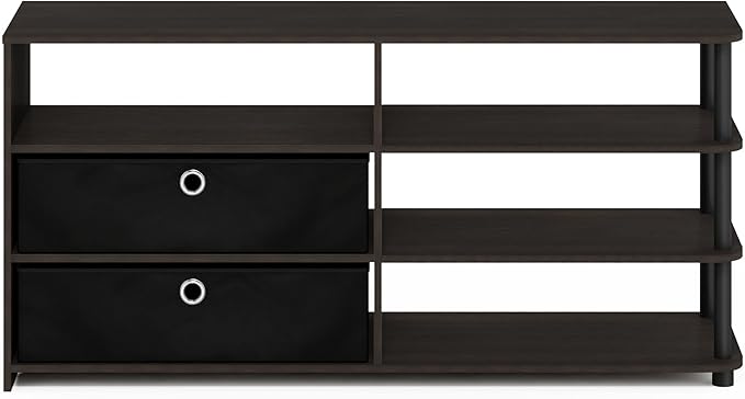 Furinno JAYA Simple Design TV Stand for up to 55-Inch with Bins Walnut