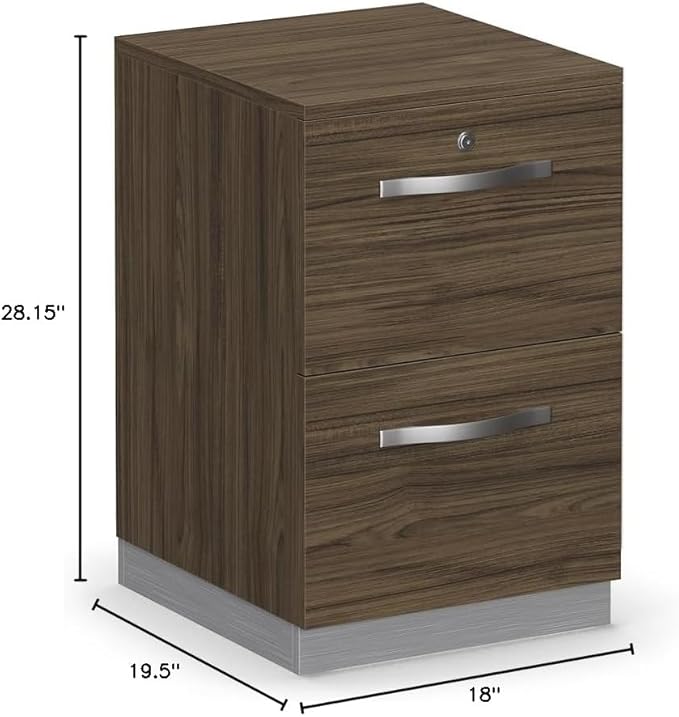 NBF 18 - 2 Drawer Lateral File Cabinet - Boardwalk Walnut Laminate Top with Locking Drawer &amp Secure File Storage - Wooden Filing Cabinet Ideal for Home Office