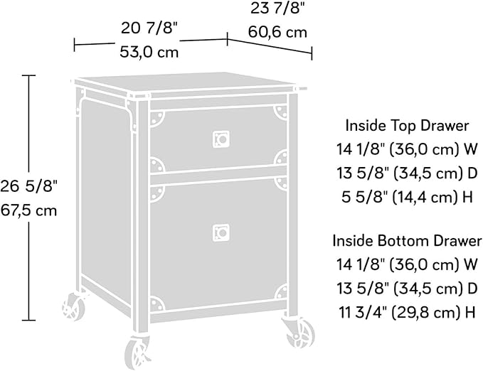 Mobile File Cabinet Pedestal File Cabinet Metal Accent Casters for Mobility Industrial Style