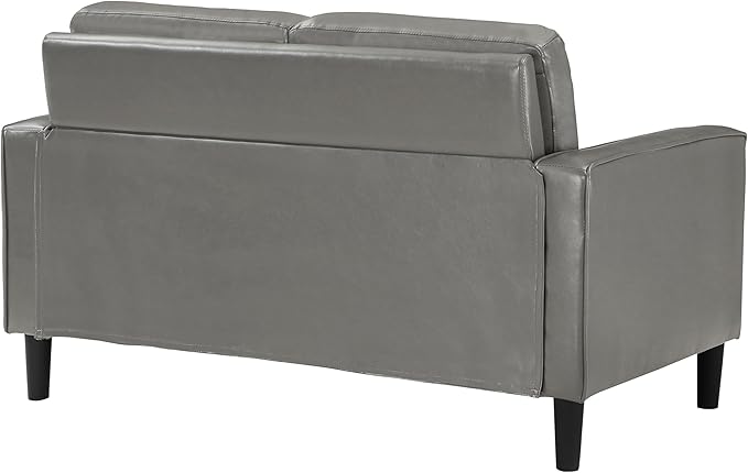 Coaster Home Furnishings - Ruth - Faux Leather - Upholstered Loveseat with Track Arms Foam-Filled Cushions and Straight Tapered Legs - Living Room - Gray - 508366