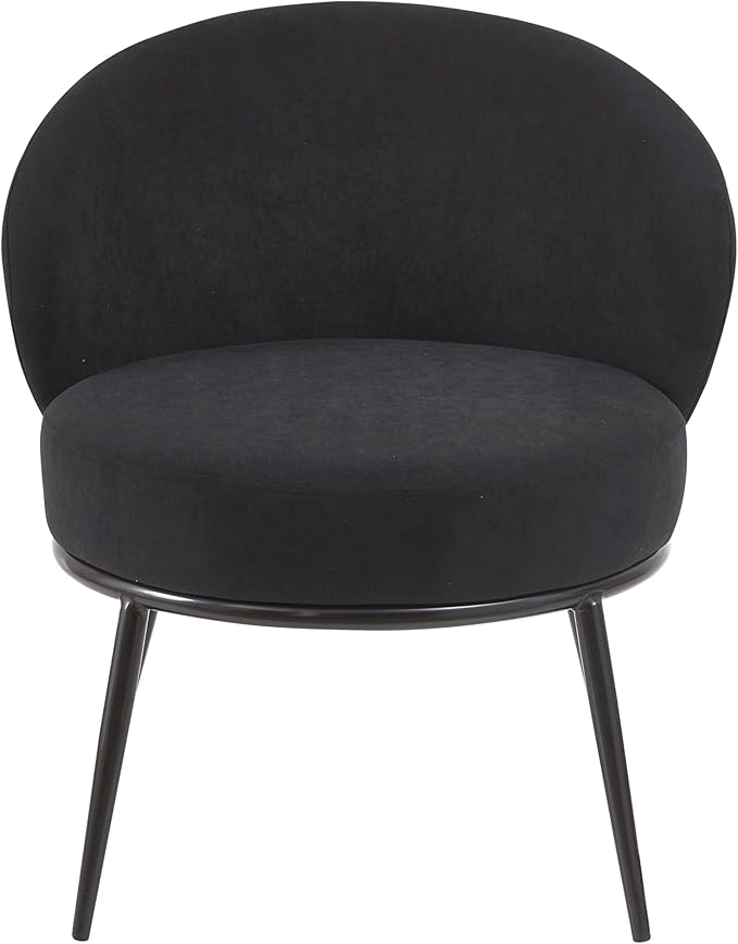 Modern Velvet Accent Chair with Channel Back Design Black Metal Legs and Soft Upholstery Comfortable Seating for Living Room Bedroom or Office