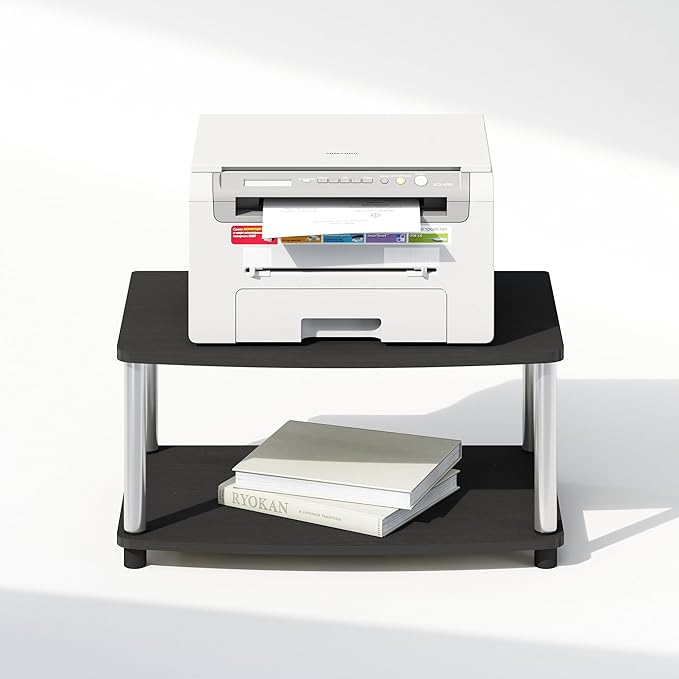 Furinno Turn-N-Tube Printer Stand with Storage 2-Tier Printer Table Under Desk Printer Stand for CPU Office Supplies Home Office Americano