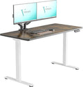 Dual Motor Electric Standing Desk with One Piece Desktop 48 x 24 Inch Adjustable Height Sit to Stand Up Desk for Home Office Work &amp Study White Frame &amp Brown Desktop (2 Packages)