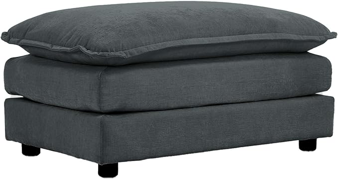 Soft Chenille Ottoman Footrest for Sectional Sofa - Comfortable Upholstered Seat Cushion Grey