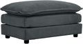 Soft Chenille Ottoman Footrest for Sectional Sofa - Comfortable Upholstered Seat Cushion Grey