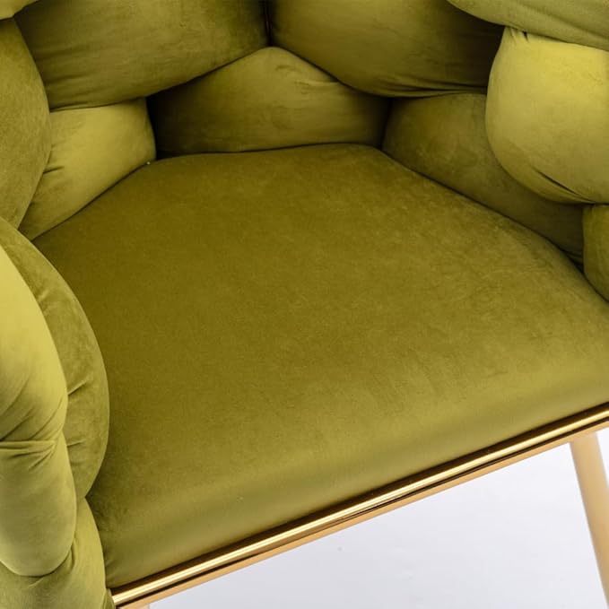 Luxury Modern Simple Leisure Velvet Single Sofa Chair Bedroom Lazy Person Household Dresser Stool Manicure Table Back Chair (Olive Green + Velvet-1)