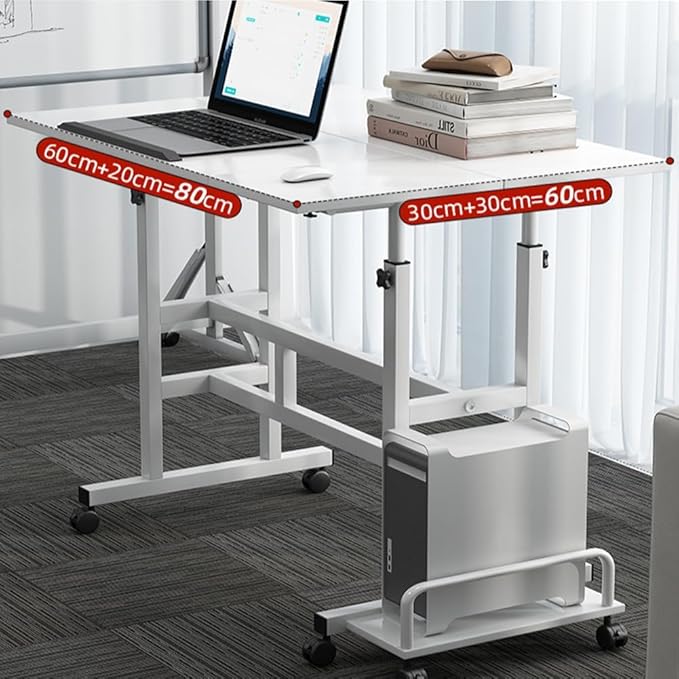 Small Standing Desk with Wheels Mobile Stand Up Desk Portable Standing Table on Wheels for Walking Pad Rolling Computer Desks Adjustable Height for Home Office School Dark Walnut
