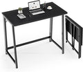 DUMOS 31.5 Inch Folding Desk Foldable Computer Table for Small Spaces Metal Frame Gaming Writing Work Station Mini Home Office Surface Black