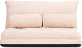 Giantex Adjustable Floor Sofa Couch with 2 Pillows Multi-Functional 6-Position Foldable Lazy Sofa Sleeper Bed Multi-Functional Suede Floor Seating for Reading Gaming (Beige)