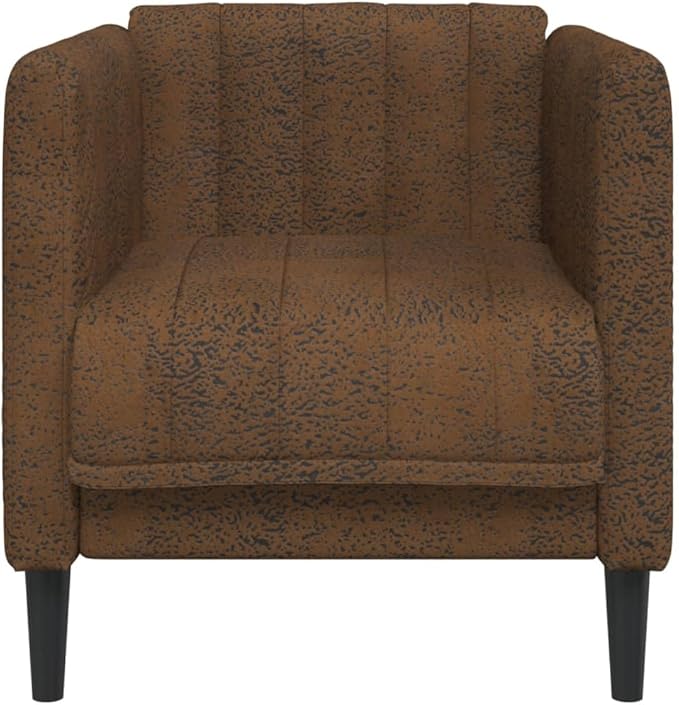 vidaXL Brown Faux Suede Leather Armchair - Modern Lounge Chair with Comfortable Cushion for Living Room/Office