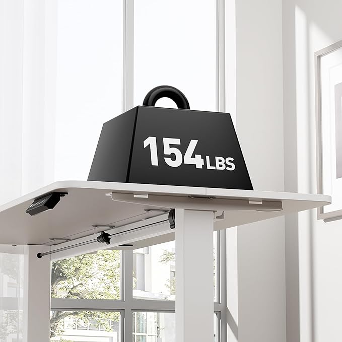 Electric Standing Desk 48 x 24 Inches Height Adjustable Sit Stand Computer Desk Home Office with Memory Presets (Spliced DesktopWhite)