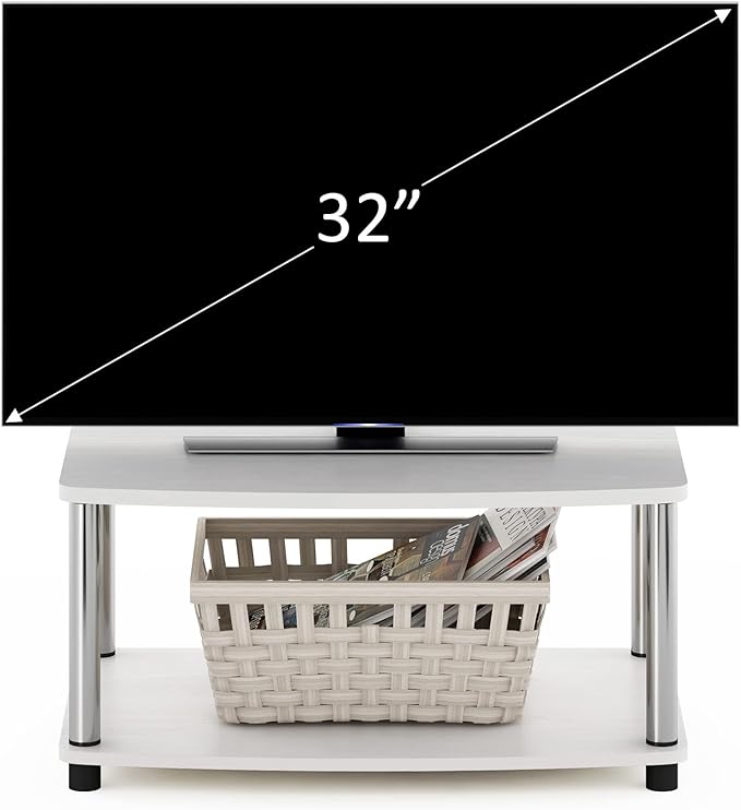 Furinno Turn-N-Tube Printer Stand with Storage 2-Tier Printer Table Under Desk Printer Stand for CPU Office Supplies Home Office White Oak