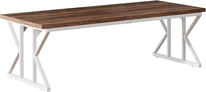Tribesigns 78.74-Inch Large Executive Desk Industrial Home Office Computer Desk Simple Long Writing Study Table Business Furniture (Rustic Brown/White)