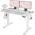 Claiks Electric Standing Desk 48x24 Inches Adjustable Height Workstation Sit Stand Home Office Desk with Splice Board White