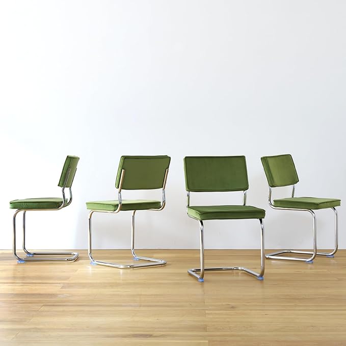 Velvet Dining ChairsMid Century Morden Dining Chairs Minimalistic Style Kitchen &amp Dining Room Chairs Upholstered Comfort Chairs with Chrome Metal Legs