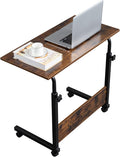 Computer Desk Adjustable Height Stand Up Desk Portable Laptop Desk Mobile Standing Desk Bedside Table Work Desk for Home Office Rolling Steel Side Table with Baffle 31.5 x 15.7Brown