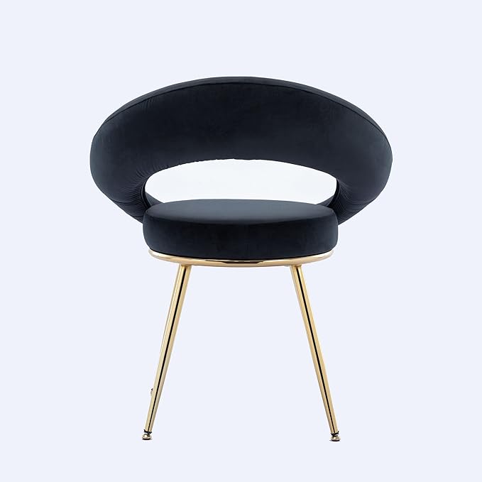 Black Velvet Modern AccentConversation Lounge Chair with Gold Plated Legs Unique AppearanceSuitable for Office Lounge Living Room