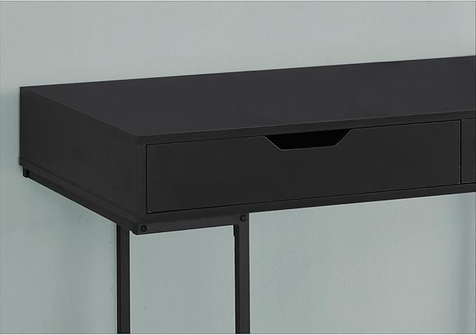 Modern Computer Desk with Storage 48 Inch Black Laminate Home Office Workstation