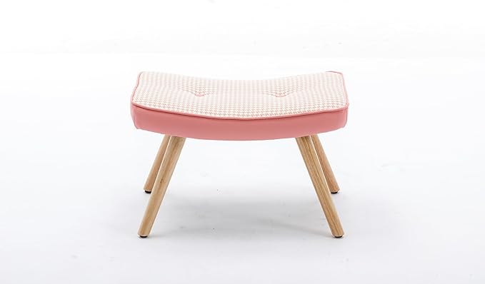 Generic Wooden Step OttomanWooden Step Stool for AdultsSquare Cushion Foot StoolSmall Stool with Non Slip PadWood Stool Suitable for Bedroom Living Room and KitchenPink
