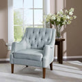 Madison Park Accent Chair for Living Room Upholstered Button Tufted Back Removable 5.75 T Seat Cushion Solid Wood Legs Modern Accent Armchair Family Room Furniture Bedroom Chair 29.25 W Blue